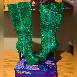 Stunning Funtasma green glitter boots